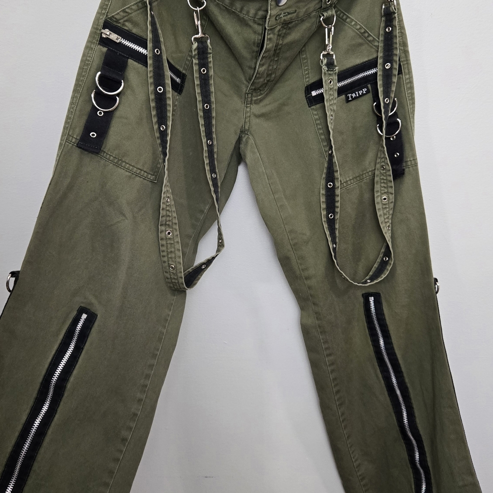 Y2k Tripp NYC Olive Cargo Pants with Straps and Zippers